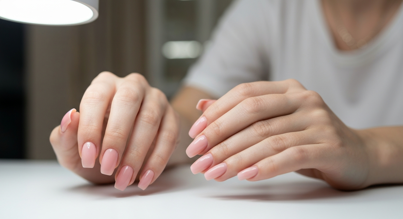 Beautiful natural-looking Gel-X nail extensions in Arlington VA