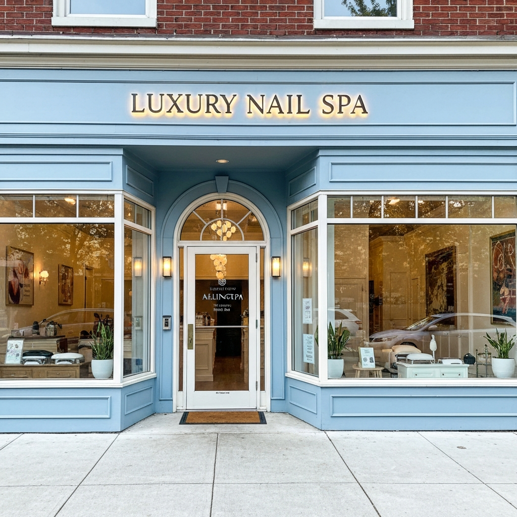 Luxury nail spa exterior storefront in Arlington VA