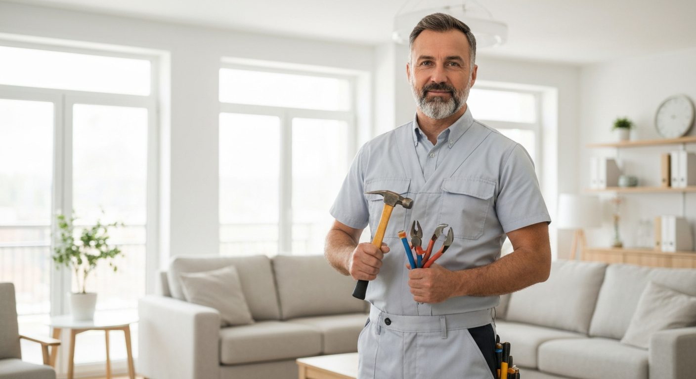 Professional home services tradesperson at work