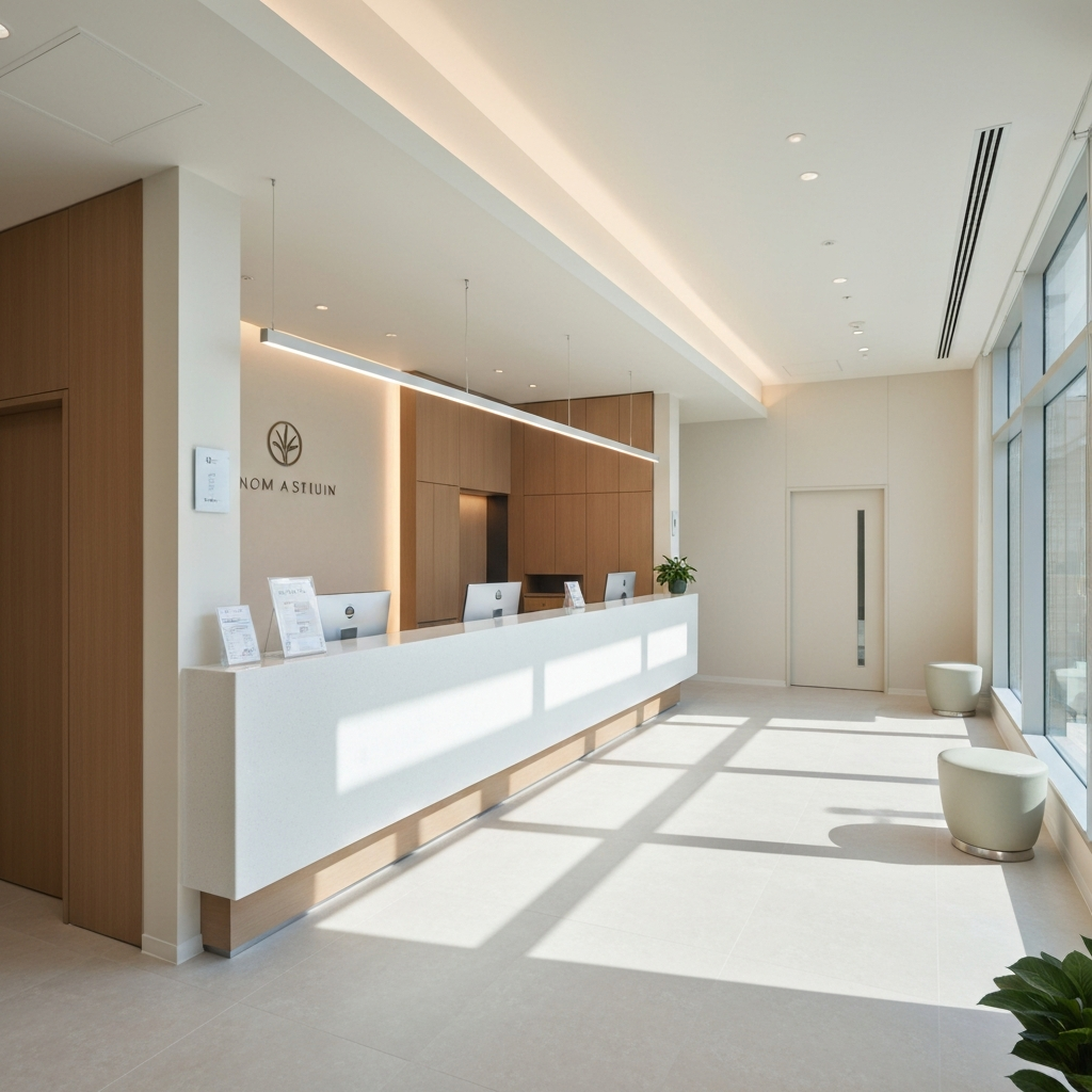 Clean modern medical reception environment