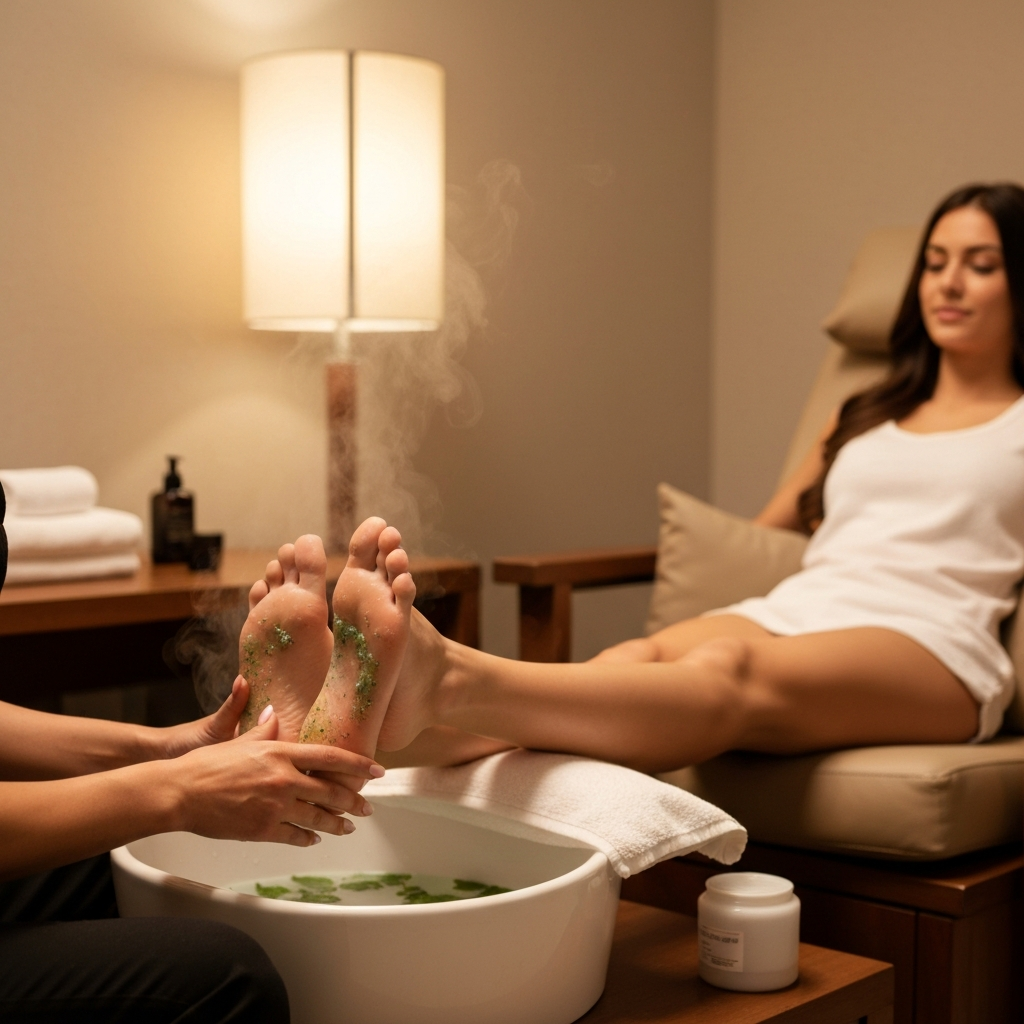 Relaxing massage pedicure at non-toxic nail spa