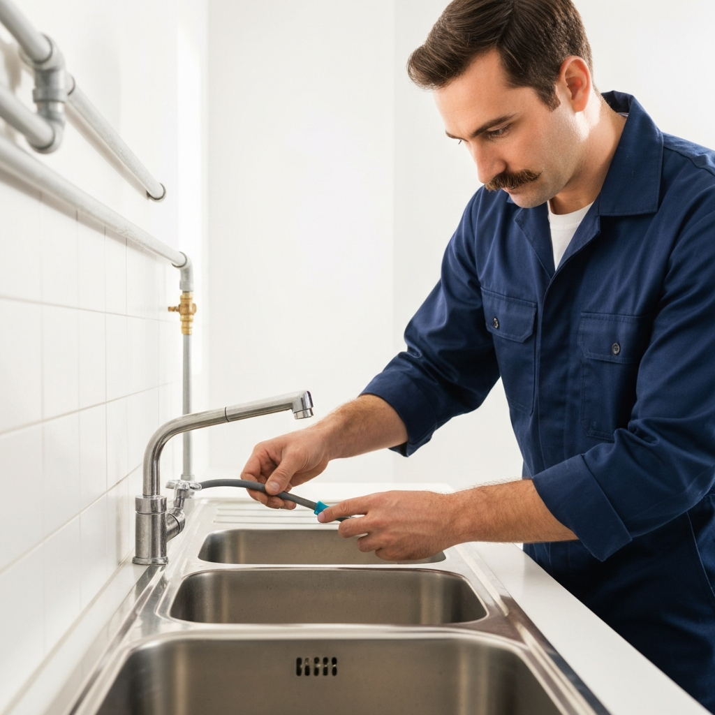 Professional Plumber at Work