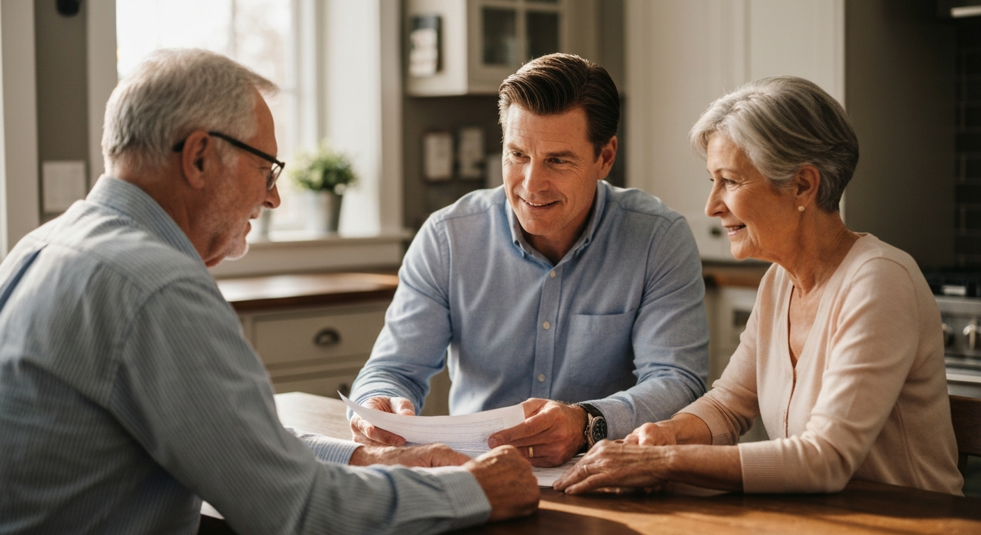 Free in home Medicare consultation in Burlington County NJ Senior Medicare advisor meeting with Burlington County NJ couple at home