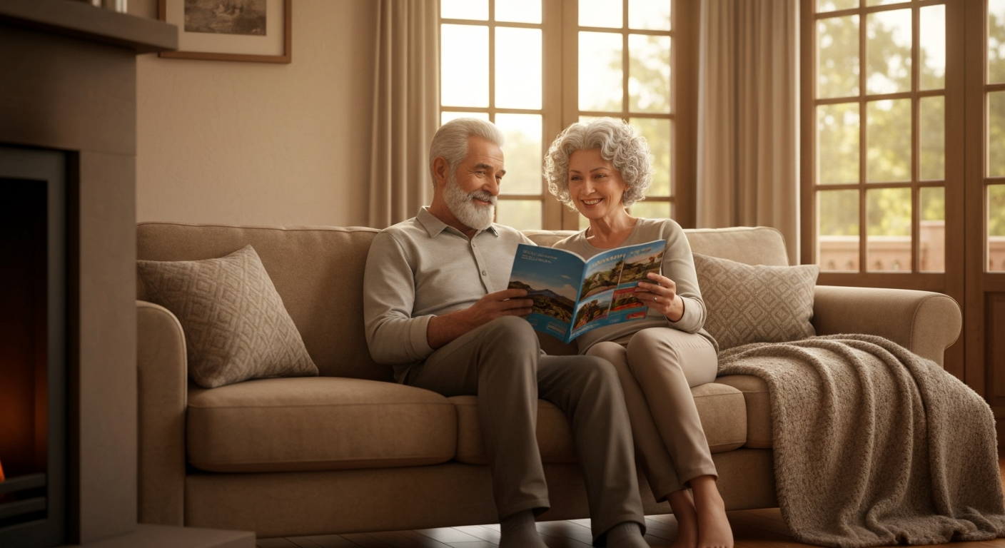 Medicare plan reviews in Mount Holly, Marlton, and Mount Laurel NJ Senior couple in Mount Laurel NJ reviewing Medicare Advantage plan options