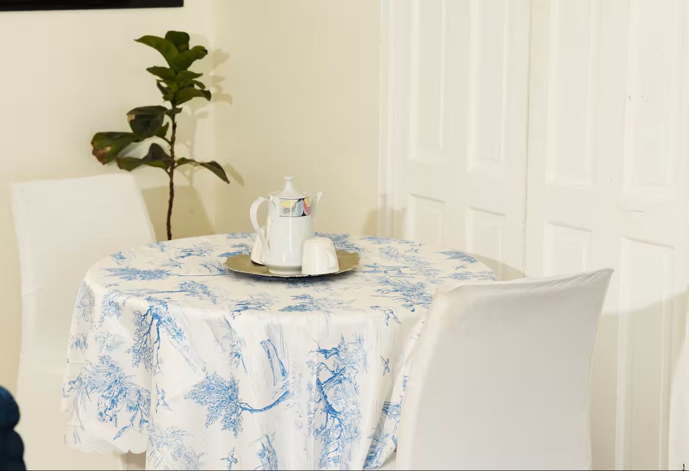 Cozy Dining Corner with Porcelain Tea Service Set