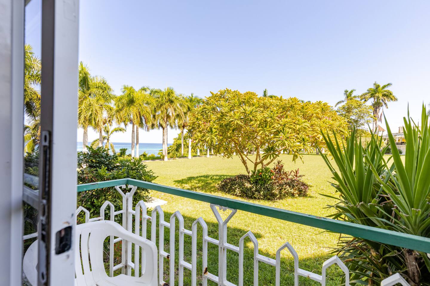Balcony Panorama Looking Across the Manicured Grounds to the Caribbean Sea