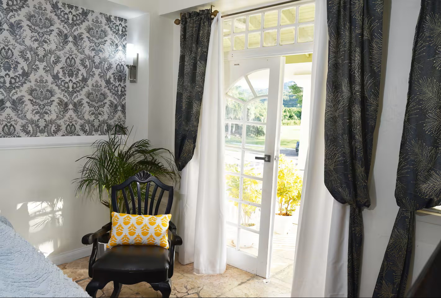 Sunlit Sitting Corner by the French Garden Doors