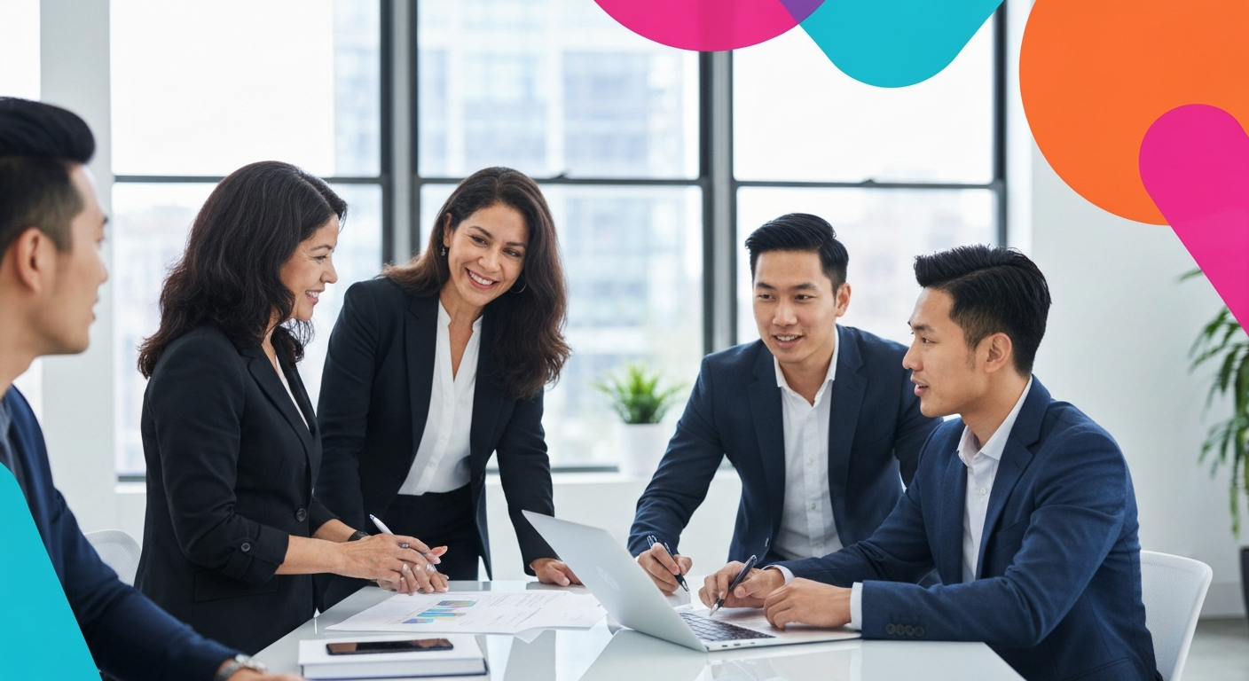 Dynamic digital marketing team collaborating