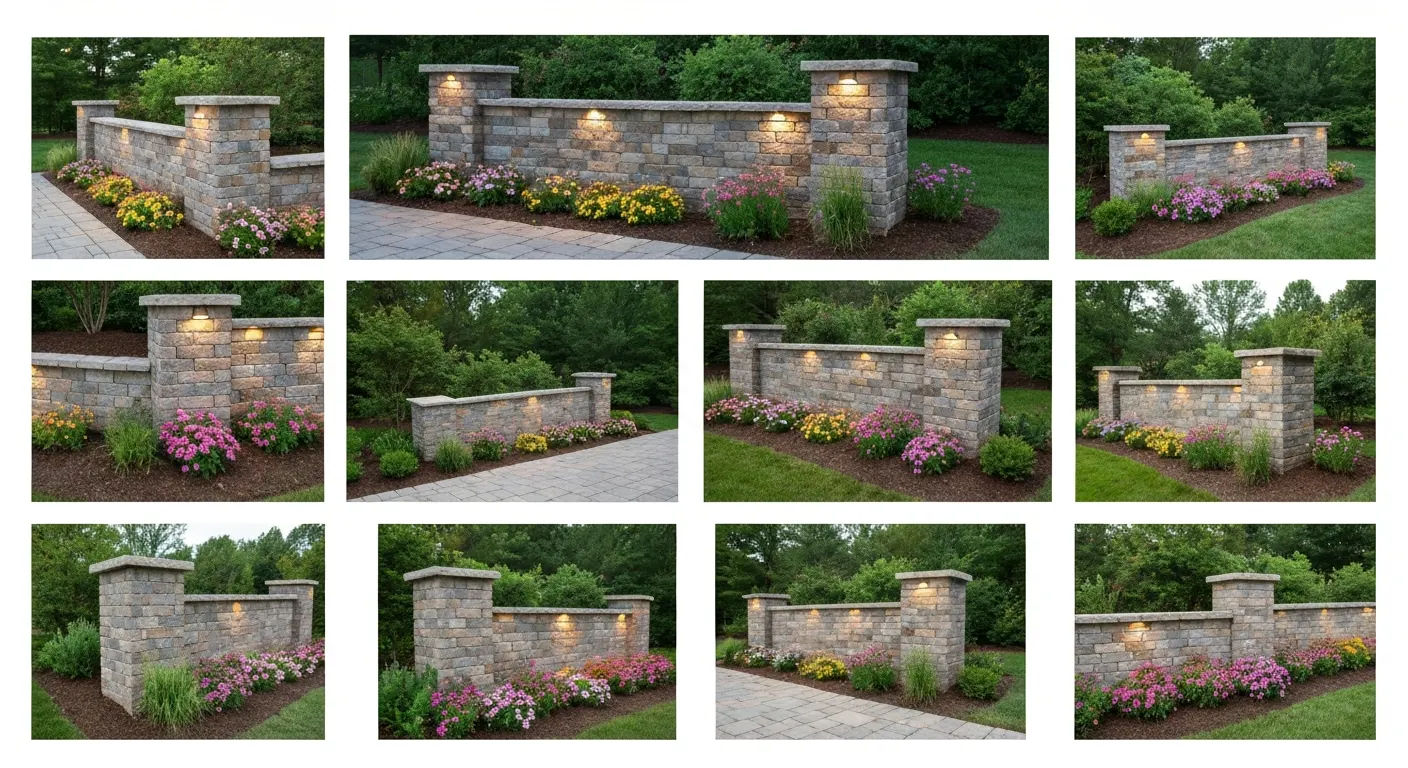 Stone Retaining Wall with Garden Beds