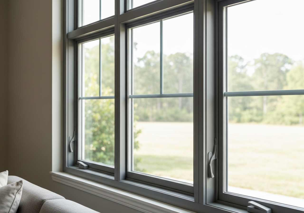 Tall white home with custom windows