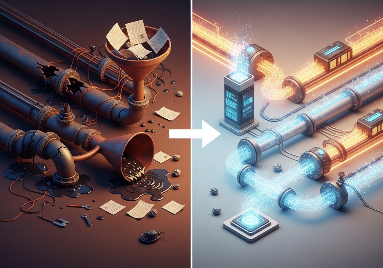 Broken systems transitioning to an organized digital pipeline