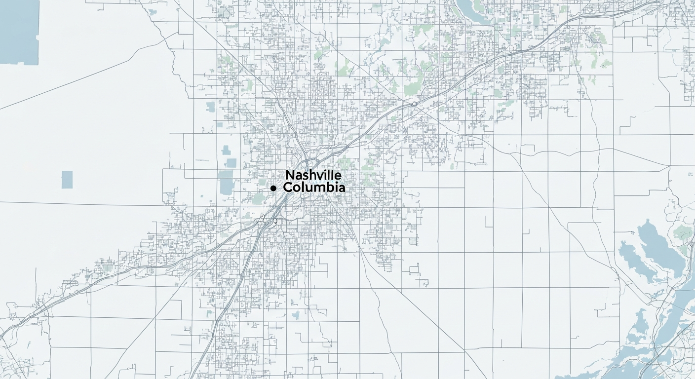 Service Area Map for Middle Tennessee