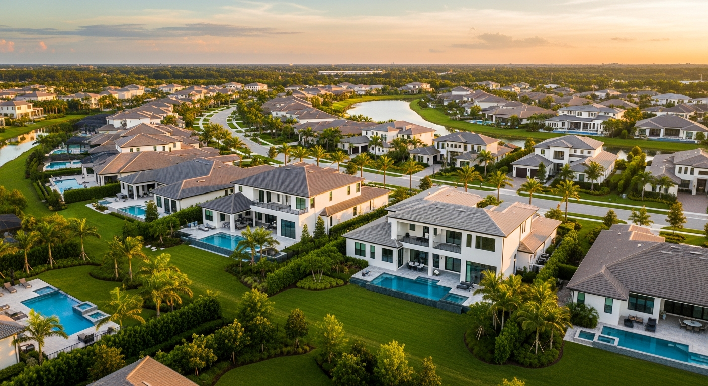 Aerial view of a Sampson Development residential community in Florida