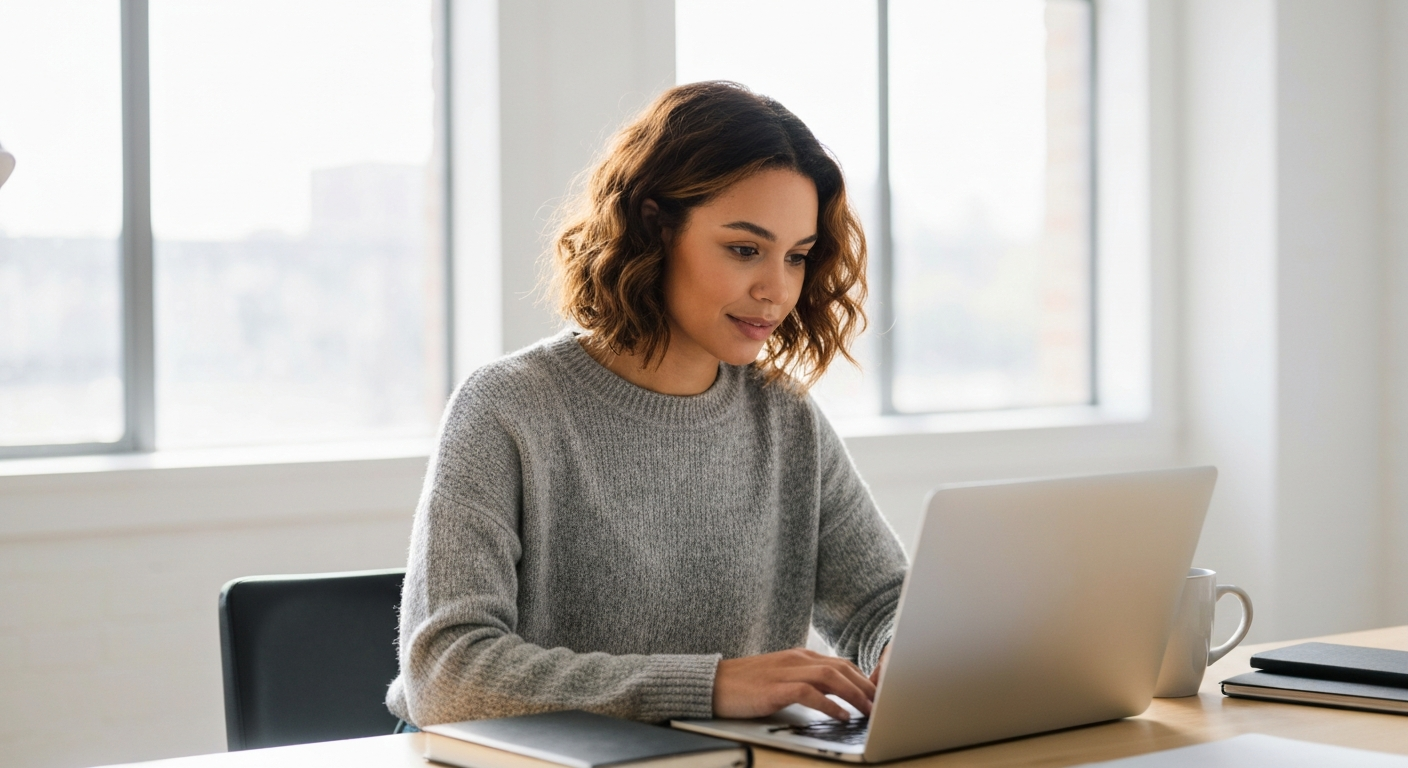 Small business owner in Mississippi working at a desk