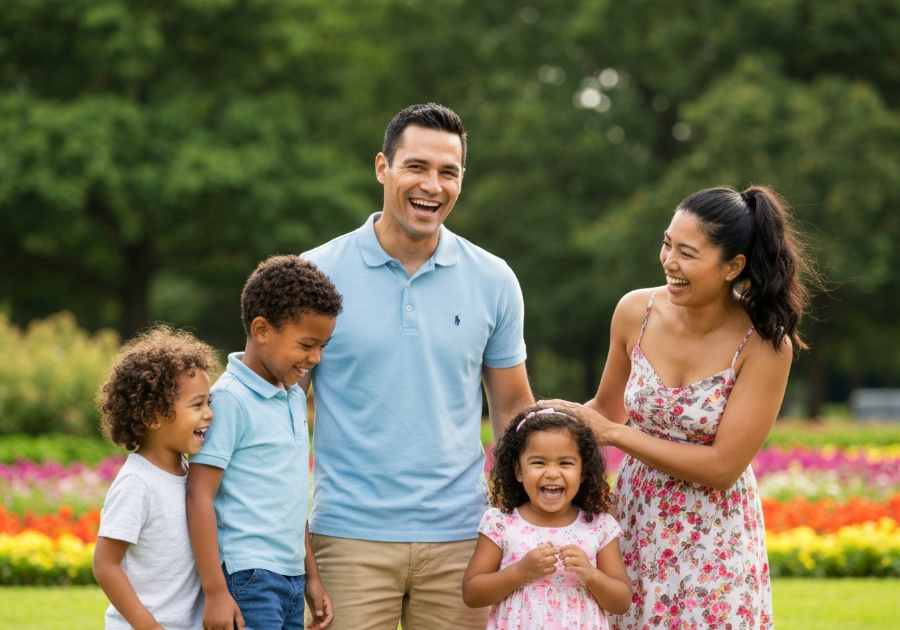 Happy family outdoors