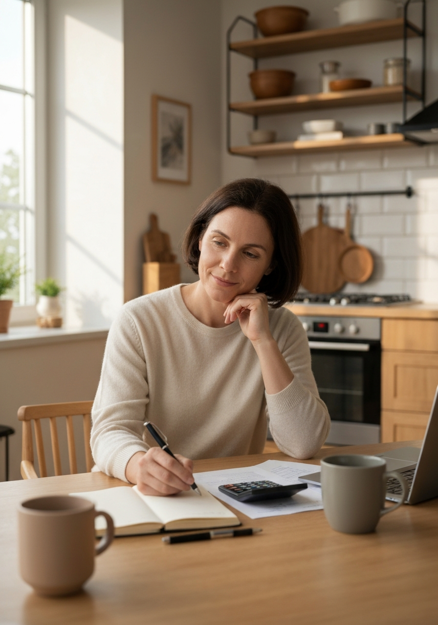 Homeowner reviewing financial documents