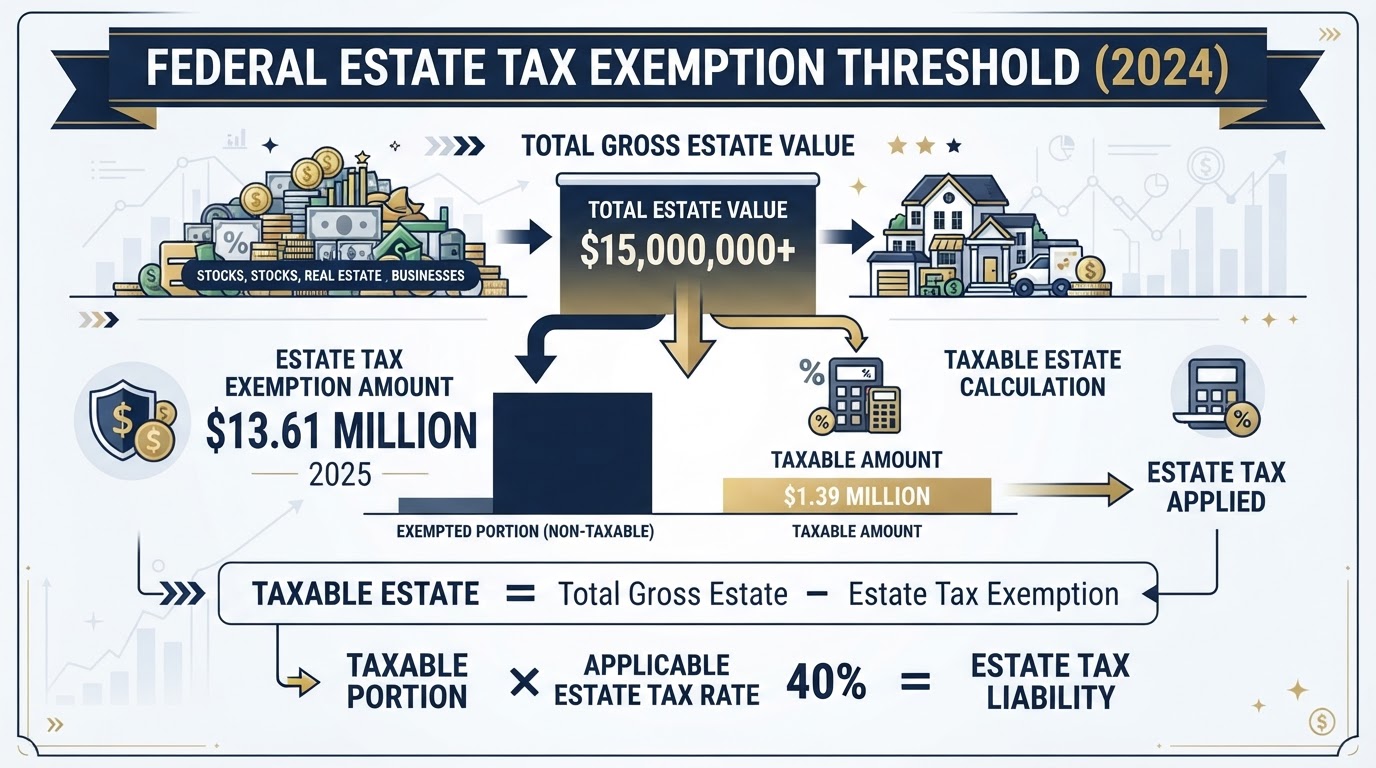 Federal estate tax exemption threshold and taxable estate