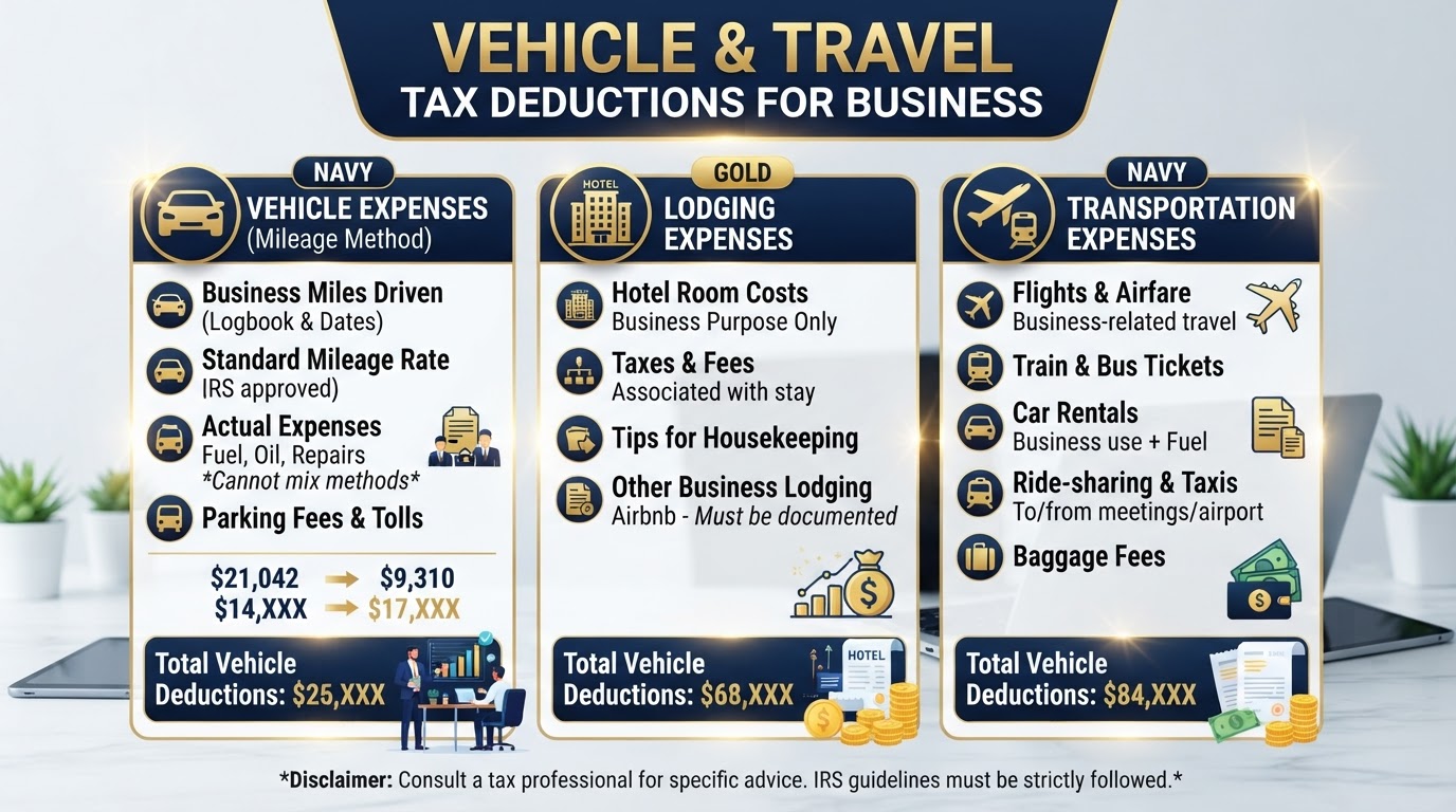 Vehicle and travel tax deductions for business