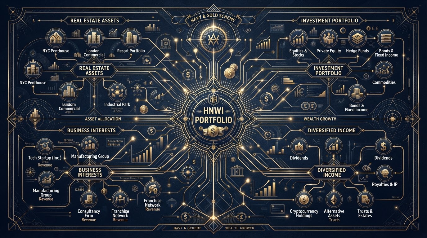 Complex financial portfolio of a high-net-worth individual with multiple income streams and investments