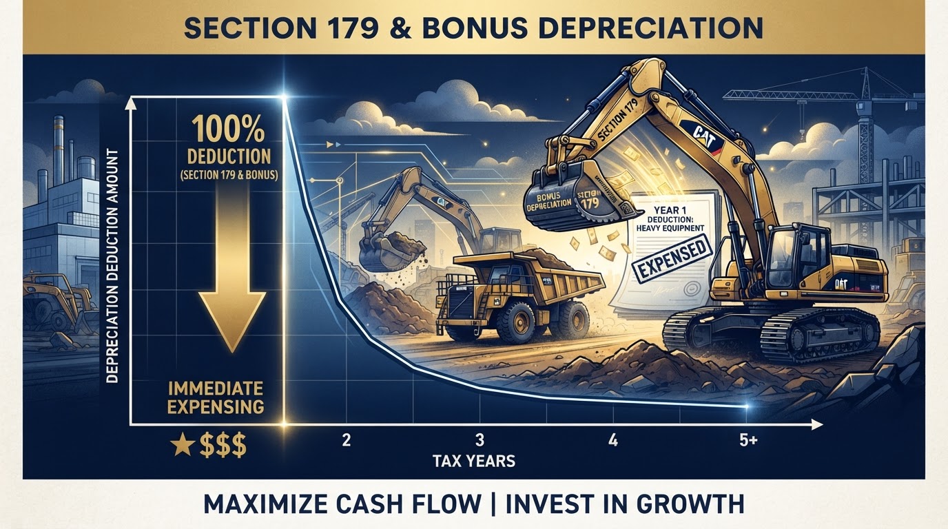 Section 179 and bonus depreciation on heavy equipment