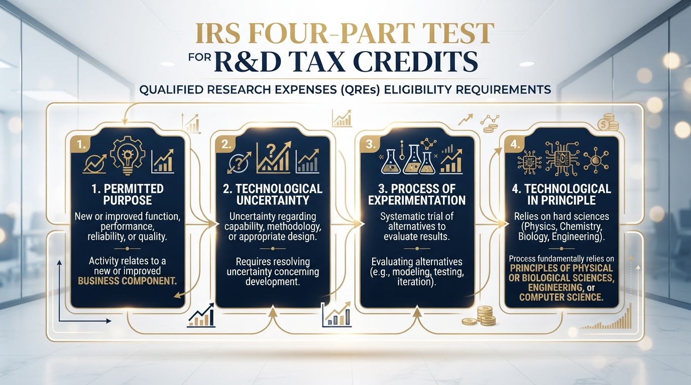 IRS four-part test for R&D tax credit eligibility