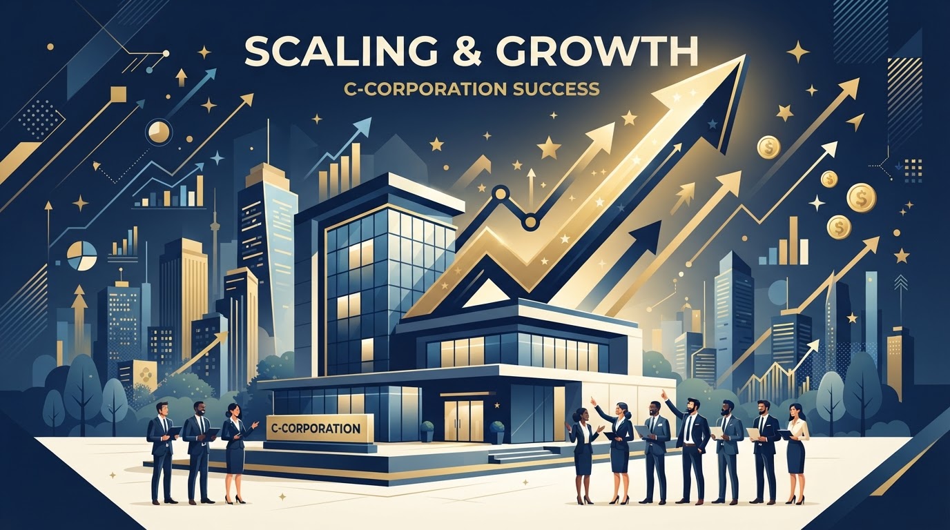 C-Corporation scaling and growth with reinvested earnings
