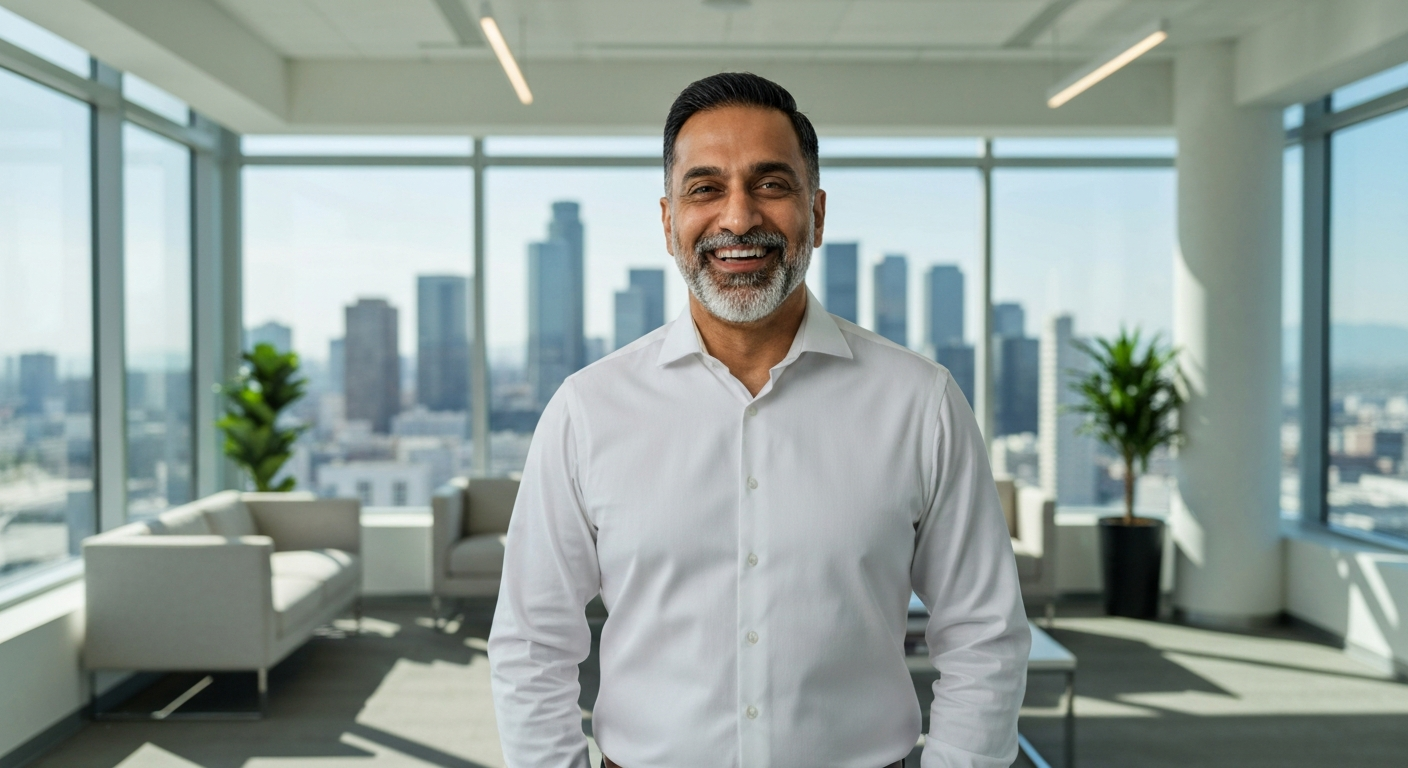 Confident business owner smiling