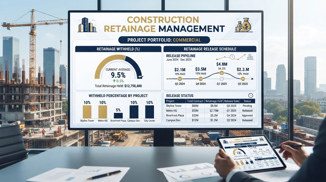 Construction retainage management and release schedule
