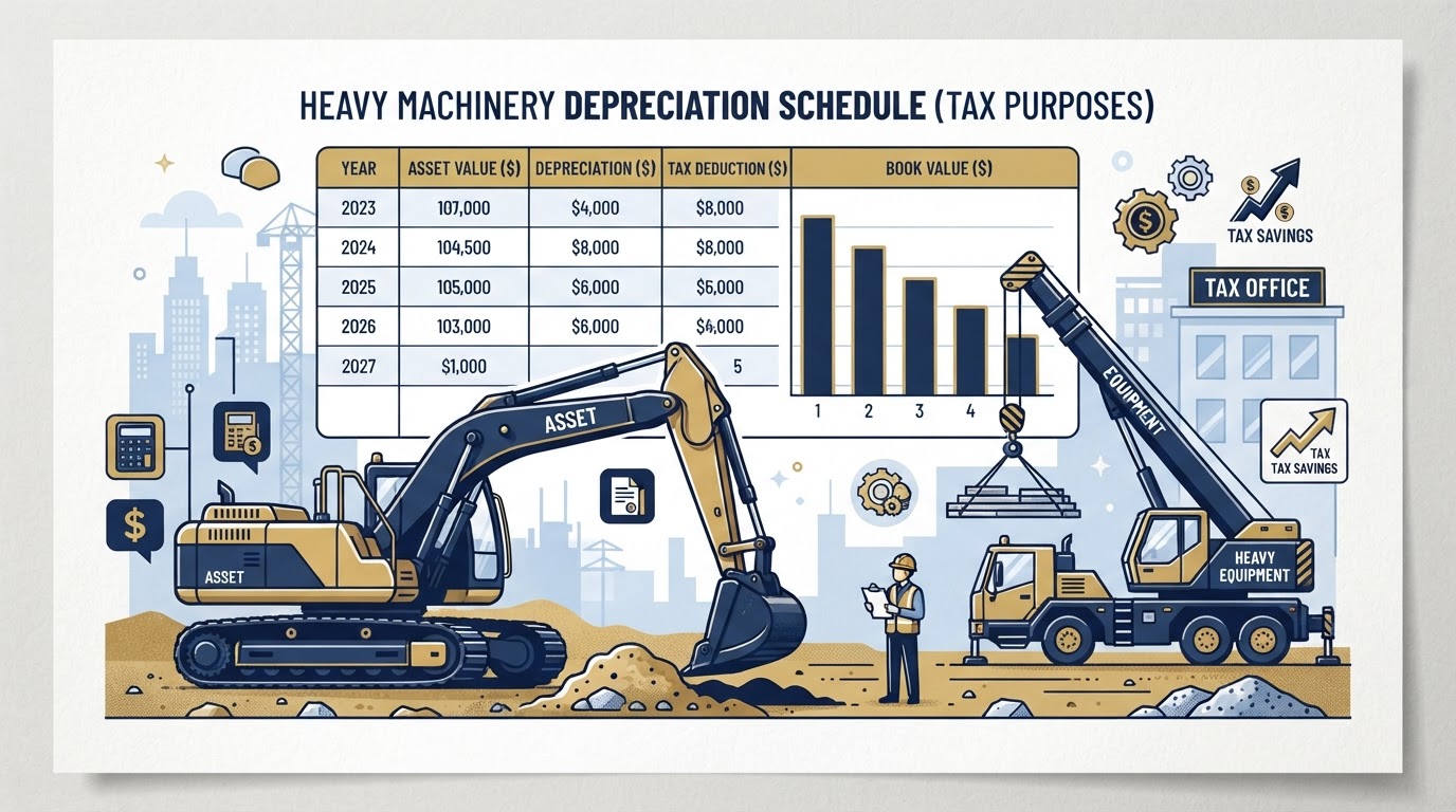 Heavy machinery equipment depreciation schedule for construction tax planning