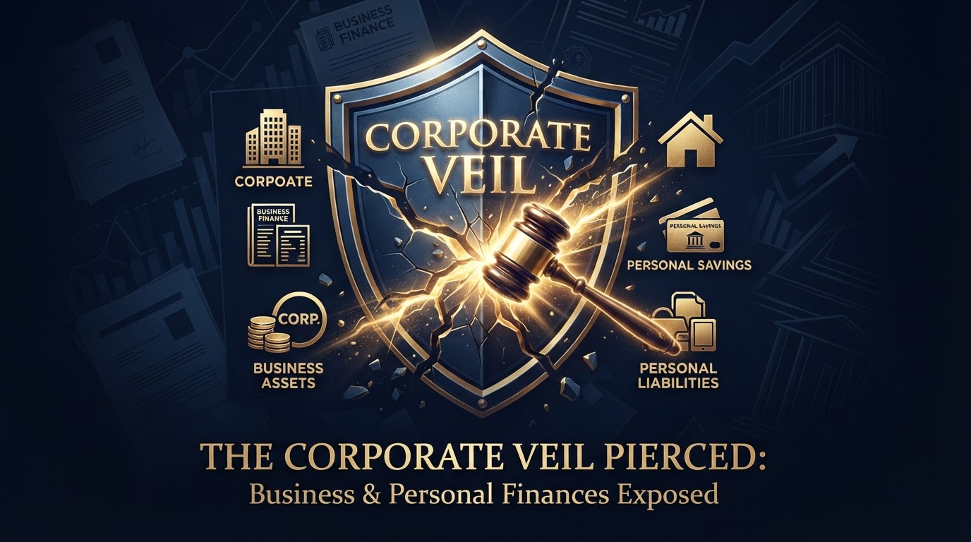 Corporate veil being pierced as the legal shield between personal and business finances cracks