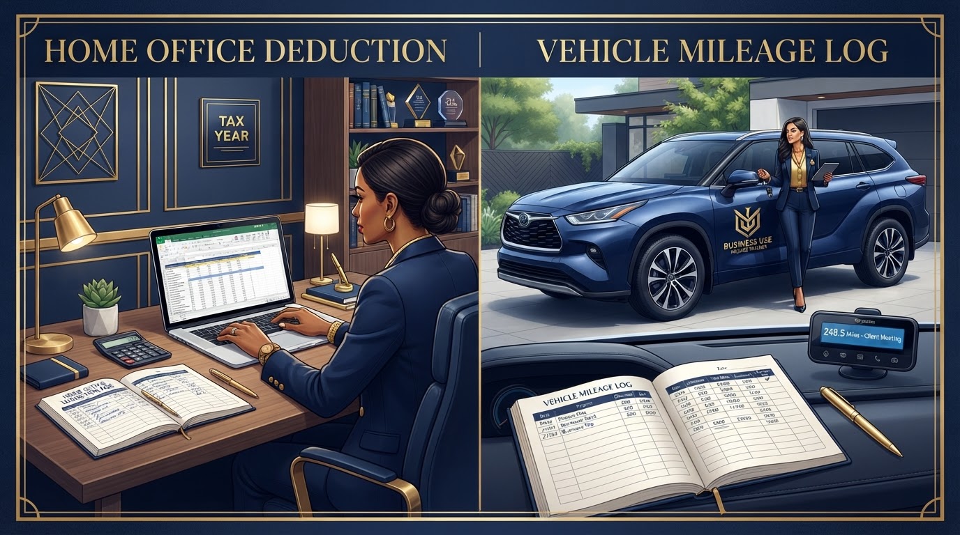 Home office deduction and vehicle mileage log tracking