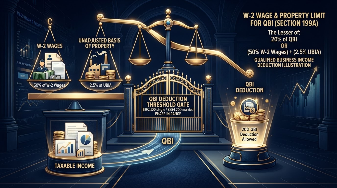 W-2 wage and property limit formula for QBI