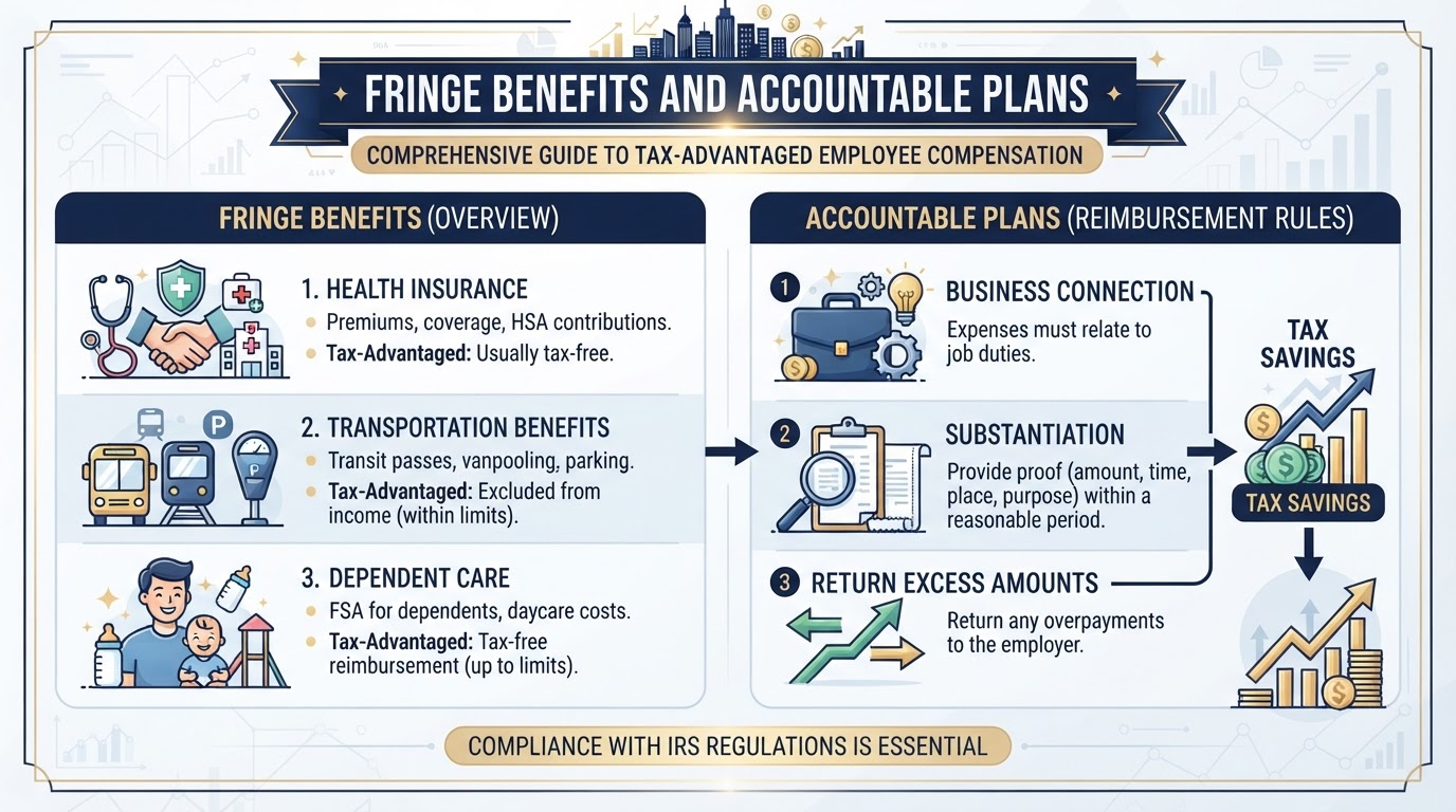 Fringe benefits and accountable plans for payroll tax reduction