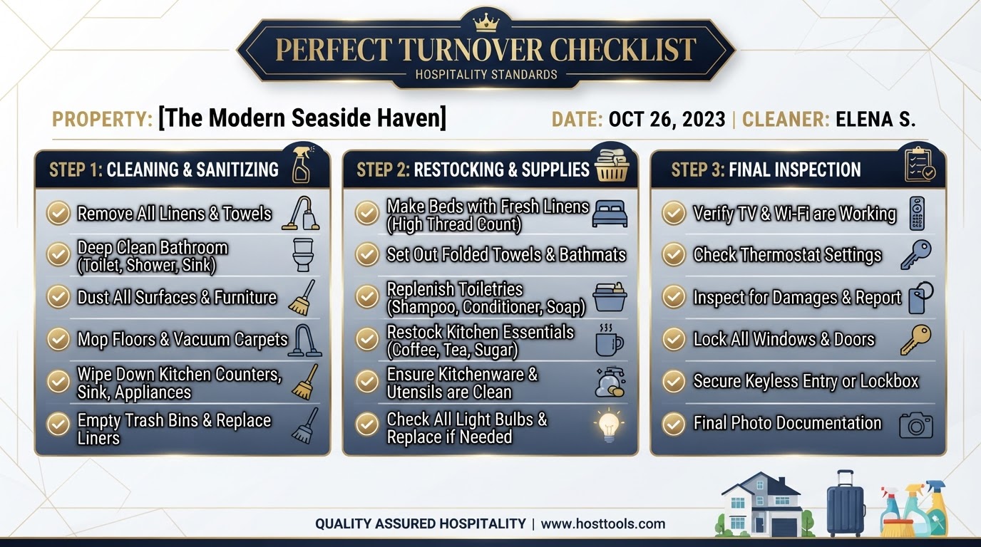 Perfect turnover checklist for short-term rentals