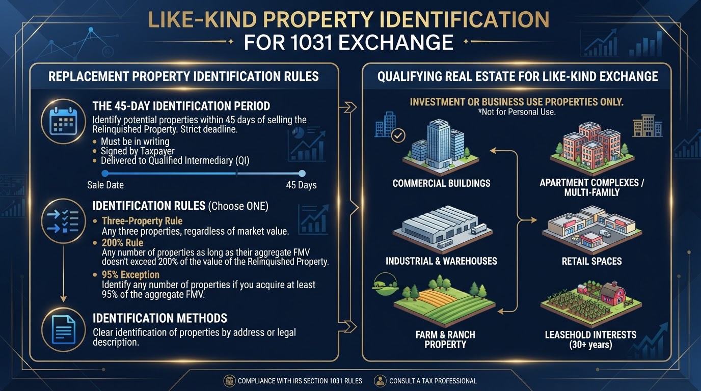 Like-kind property identification for 1031 exchange