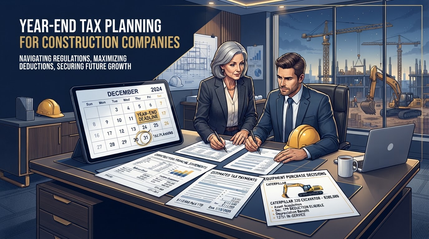 Year end tax planning for construction companies with December 31 deadline and financial statements