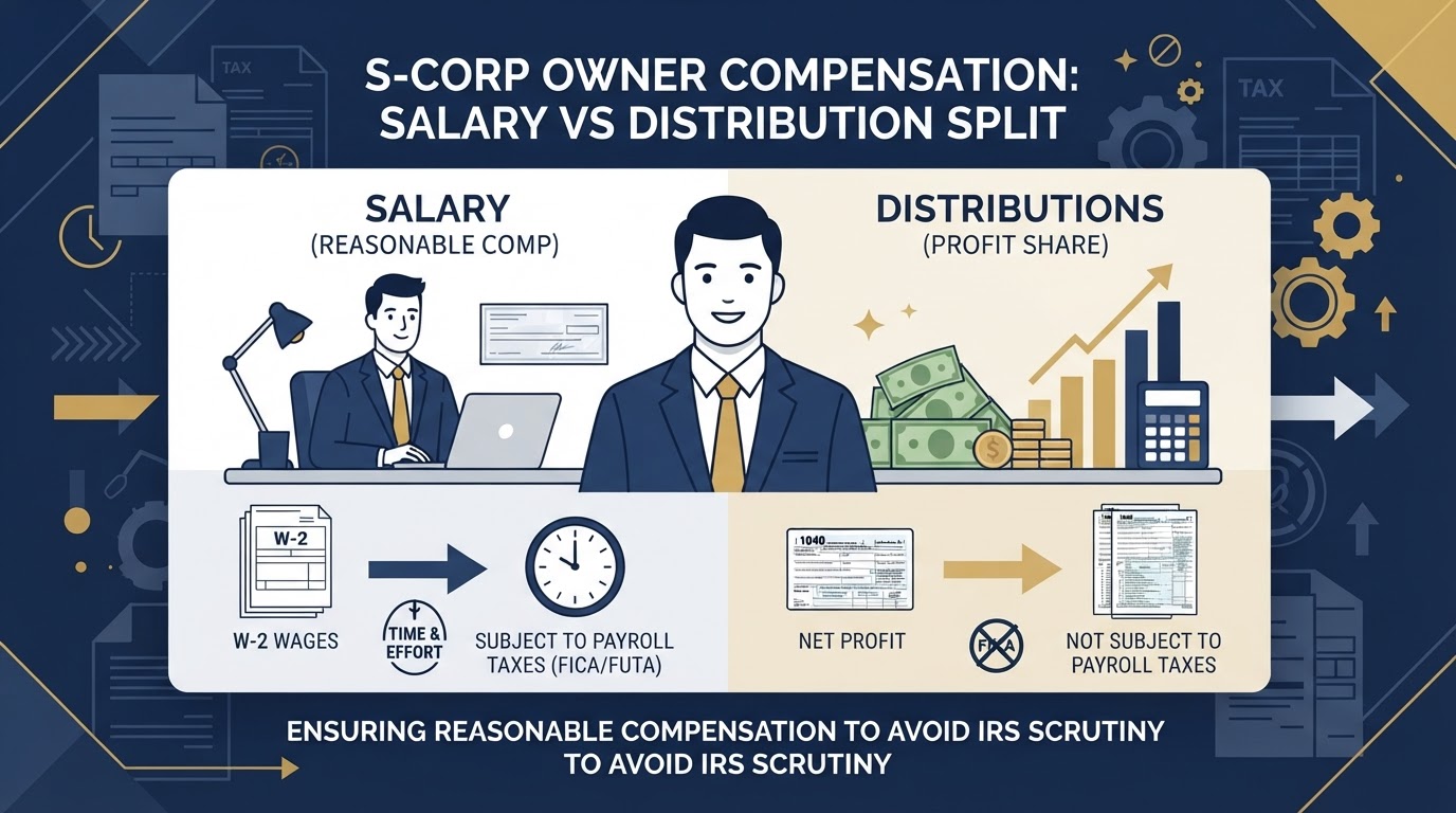 Reasonable compensation for S-Corp owners splitting salary and distributions