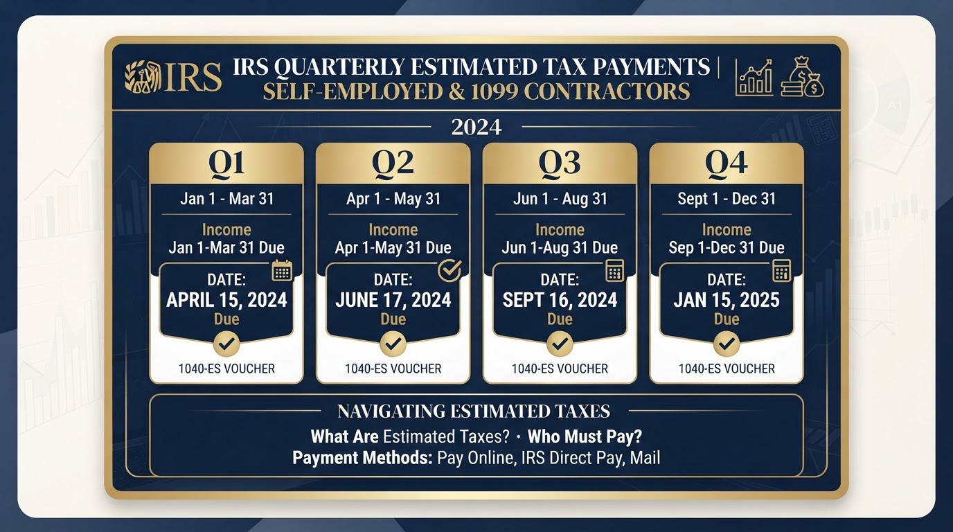 Quarterly estimated tax payment calendar for self-employed
