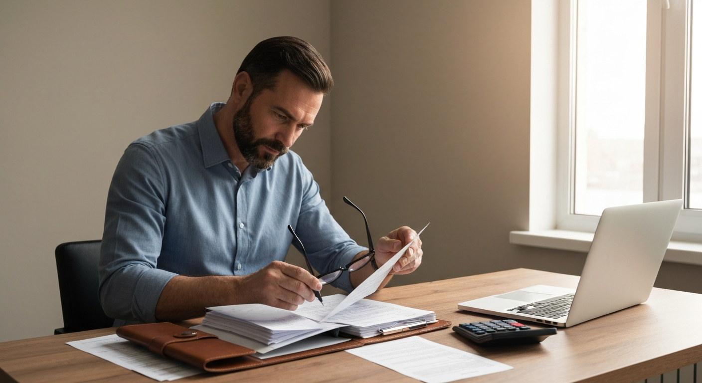 Accountant organizing receipts