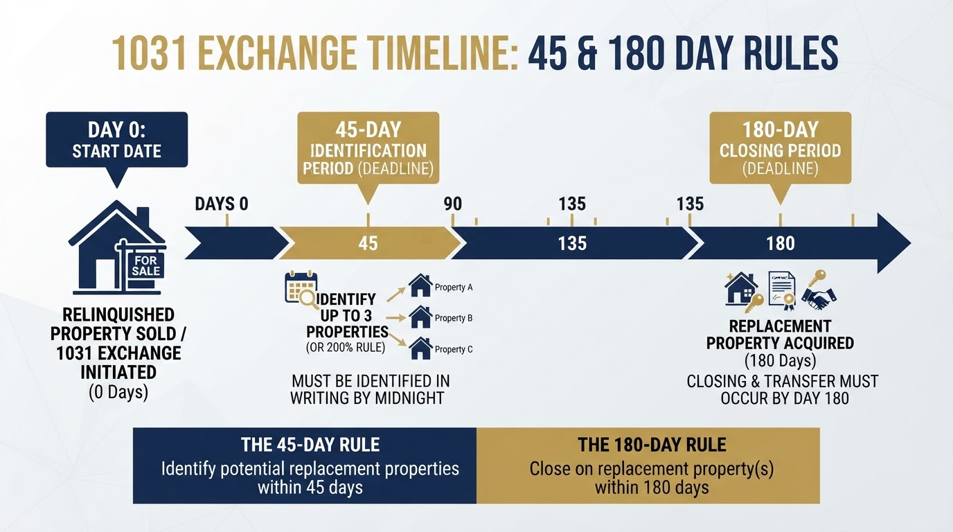 1031 exchange 45-day identification rule and 180-day closing rule
