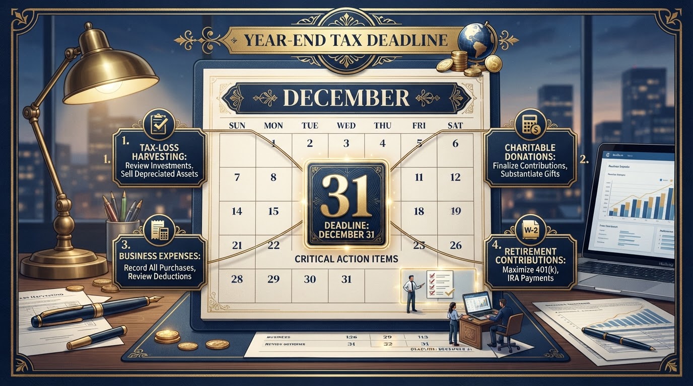 December 31 year-end tax deadline calendar with action items