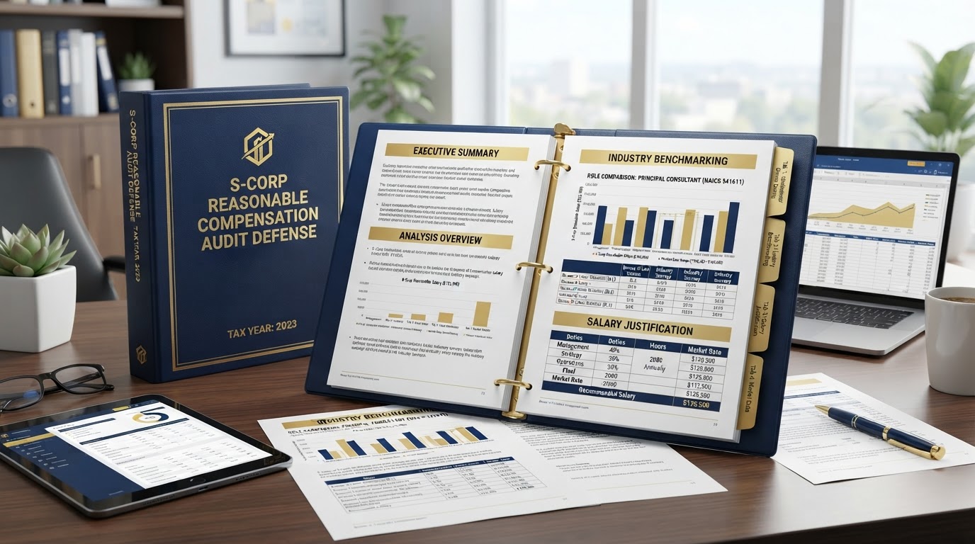 Reasonable compensation determination with industry benchmarking