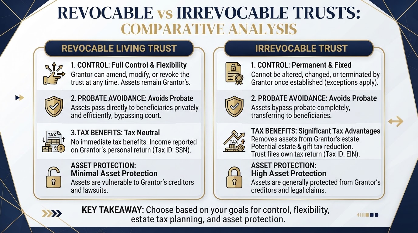 Revocable vs irrevocable trusts comparison
