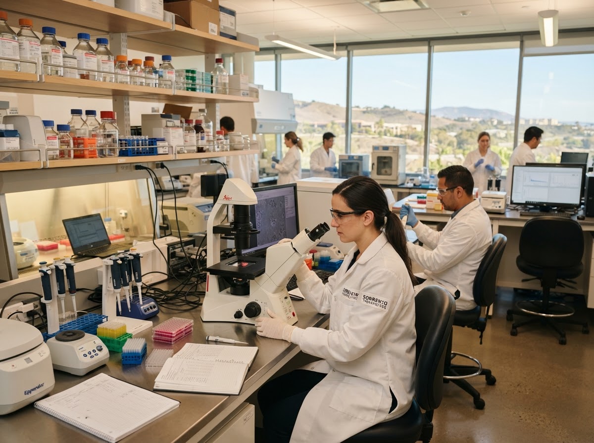Biotech research laboratory in Sorrento Valley with scientists working on life sciences projects
