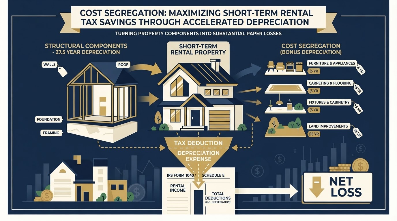 Cost segregation creating paper losses on short-term rental property