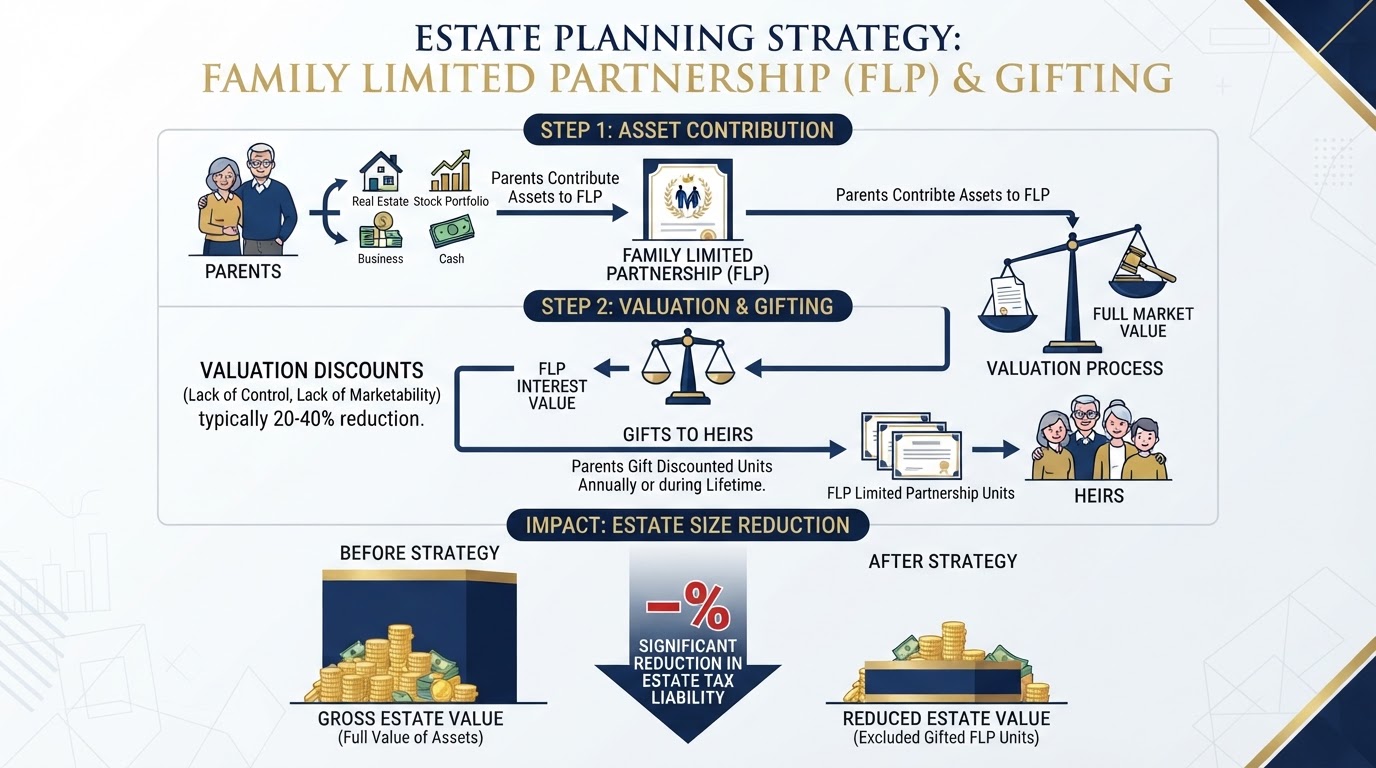 Gifting strategies and family limited partnership to reduce estate size