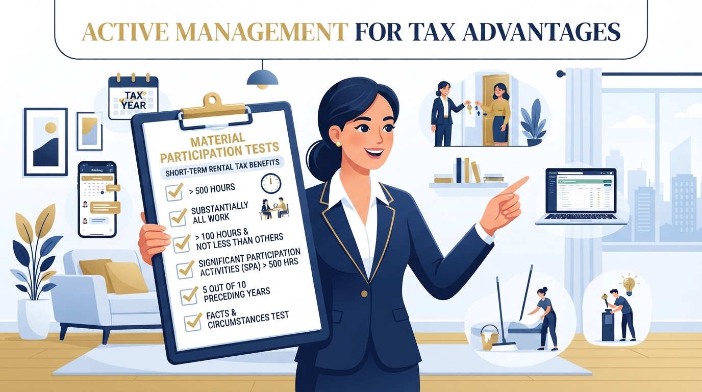 Material participation tests for short-term rental tax benefits