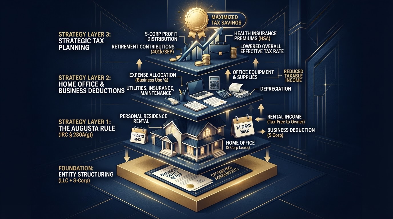 Combining Augusta Rule with other tax strategies as layered stack