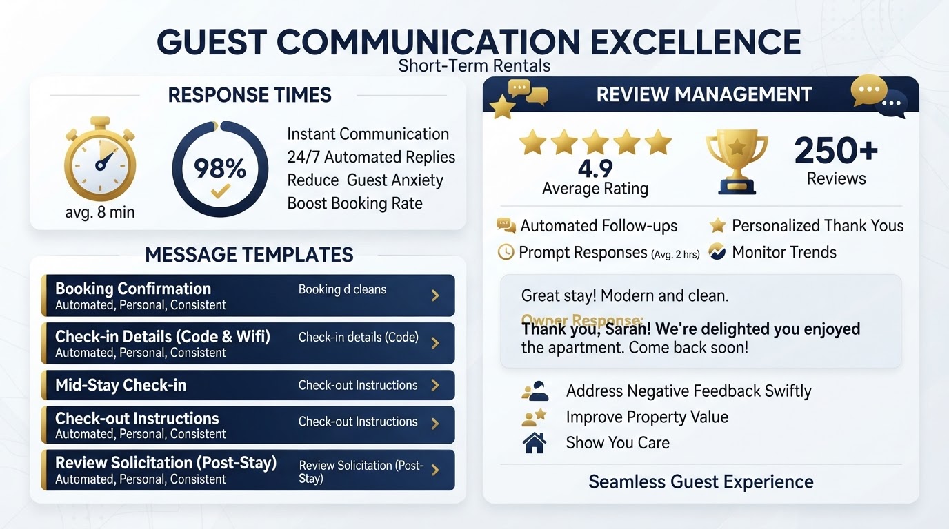 Guest communication excellence with response times and templates