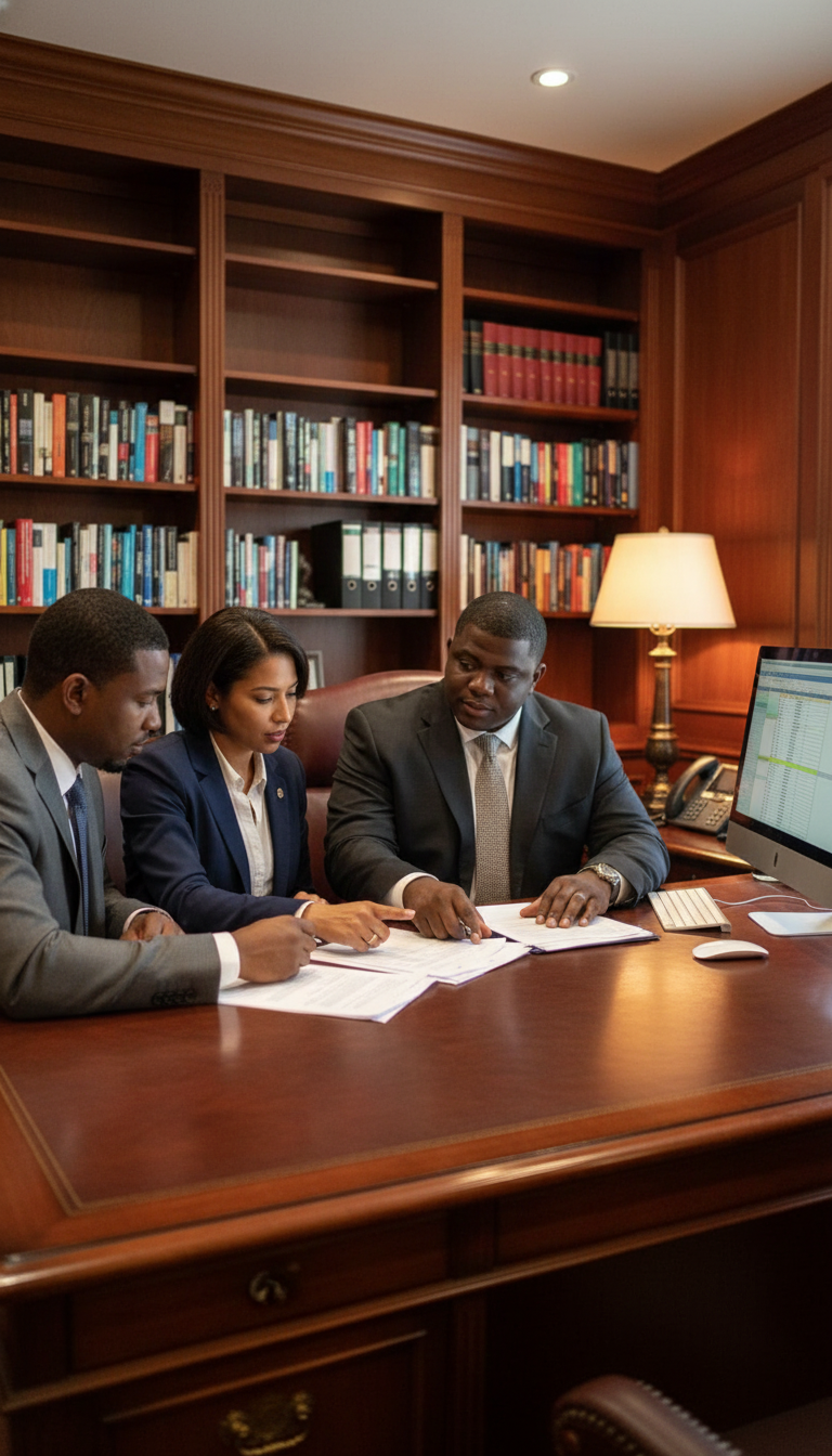 Financial advisory session reviewing documents